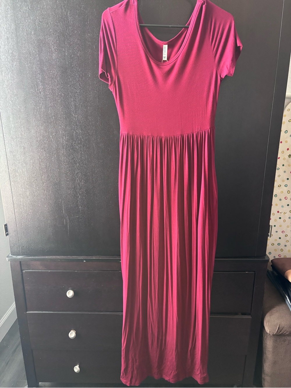 Classic Short Sleeve Maxi Dress in Berry Pink